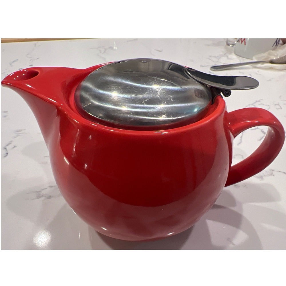 Zero Japan Red Ceramic Teapot with Stainless Steel Lid and Infuser 15oz - Picture 4 of 8